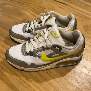 Nike Air Max 90s White Leather, Silver, and Safety Green size 7